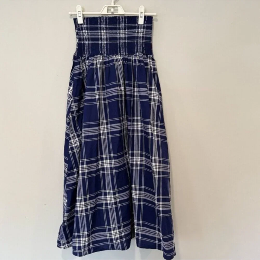Hill House The Delphine Nap Skirt White and Blue Plaid – Size Small 1658 - Picture 5 of 10